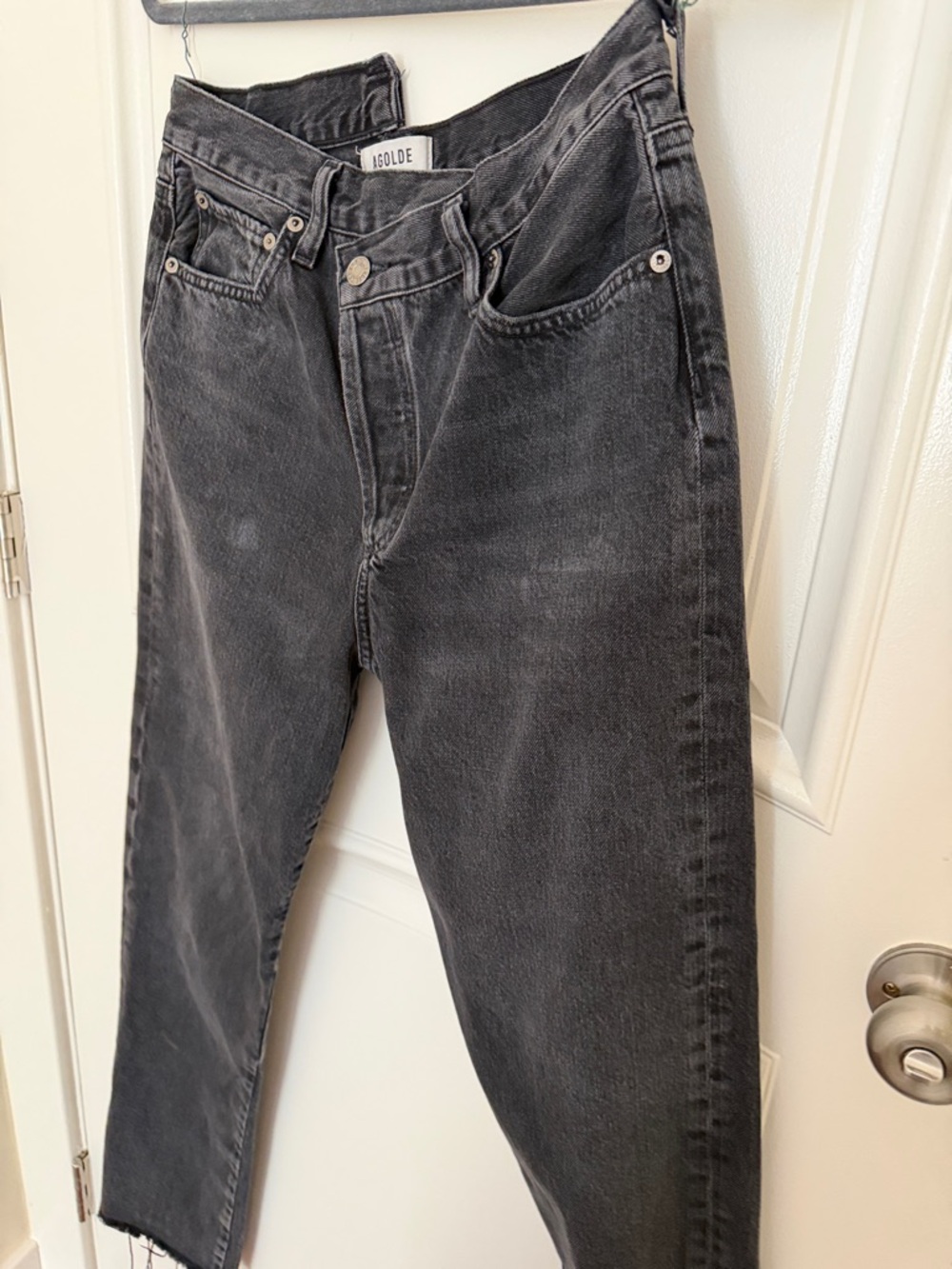 Agolde Charcoal Gray High-Rise Straight Jeans